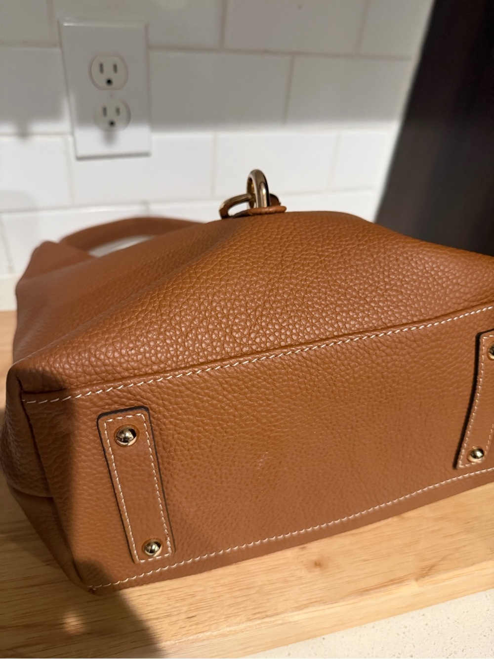Dooney & Bourke Brown Hobo Pebble Grain Small Logo Lock Sac Bag - Picture 3 of 10